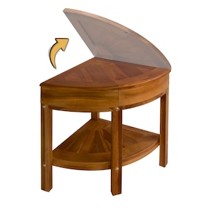 OFERTA / Banco de ducha esquinero de teca: Asiento de baño de madera impermeable con almacenamiento