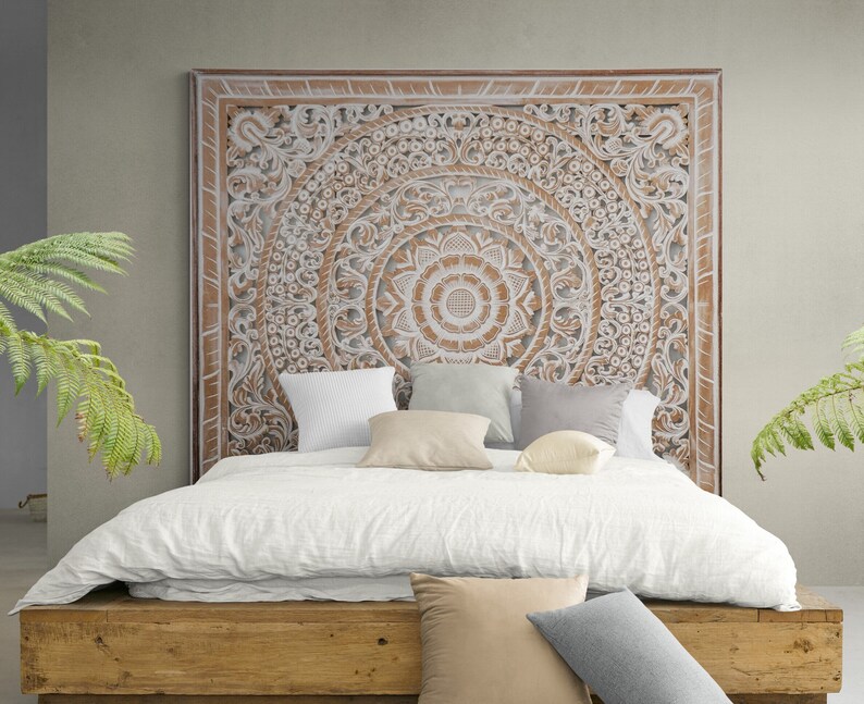 King Size Mandala Letto Testiera Berawa / Tropical Home Decor immagine 1