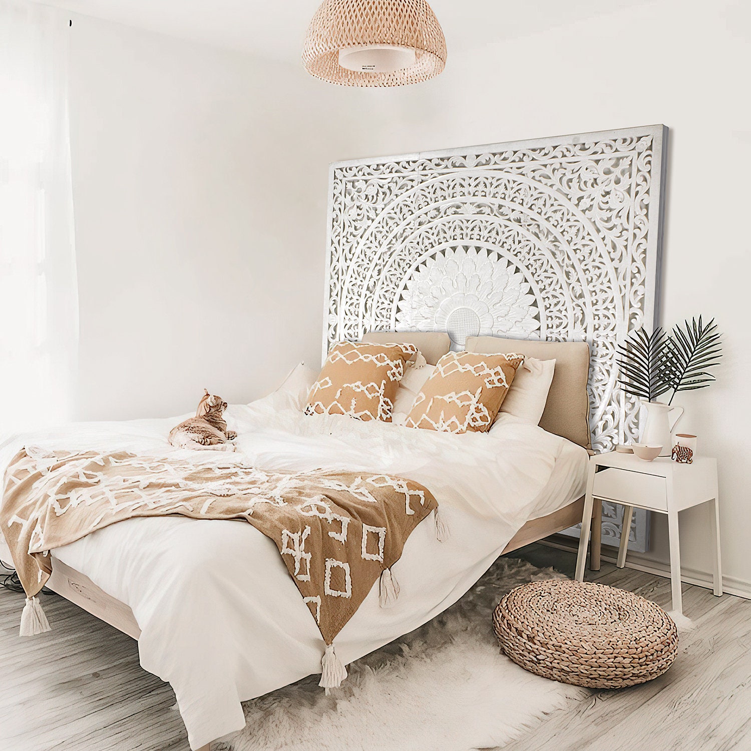 King Size Mandala Bed Headboard Seruni Tropical Home Decor Hand