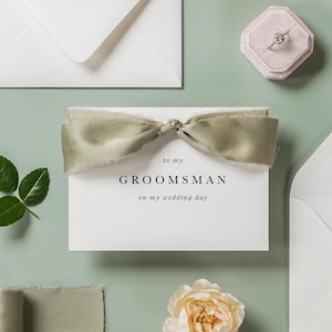 Carte pliée le jour du mariage avec enveloppe (D5) - 4,5 x 6,25 po. demoiselle d'honneur demoiselle d'honneur garçon d'honneur meilleur homme maman papa célébrant fête cartes de remerciement