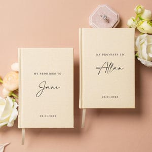 2 Vow Books Promises - Hard Cover Wedding Ceremony Vow Booklets, Luxury Speech Notebook, Couple Engagement Gift for Bride Groom Gift