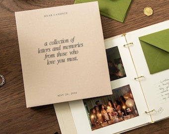 Letters & Memories Linen Binder - Custom Scrapbook Album Best Friend Daughter Birthday Surprise Bridal Shower Photo Signing Guest Book Gift