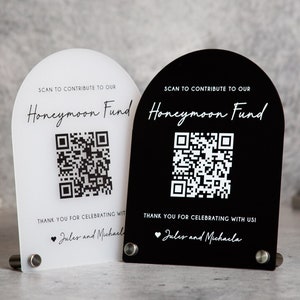 Arched QR Code (Wedding Sign) - 6x7.75&quot; Scannable Acrylic Sign, Wedding Cash Gift Table Decoration, Venmo Paypal Donation