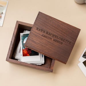 Polaroid or Instax Wood Film Box - Personalized Wooden Photo Box, Engraved Memory Keepsake Gift, Custom Name Box for Wedding Anniversary