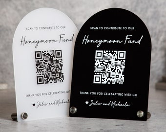 Arched QR Code (Wedding Sign) - 6x7.75" Scannable Acrylic Sign, Wedding Cash Gift Table Decoration, Venmo Paypal Donation