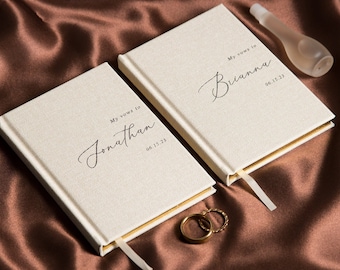 2 Vow Books My Vows To - Hard Cover Wedding Ceremony or Elopement Vow Booklets, Luxury Speech Notebook, Engagement Gift for Bride Groom