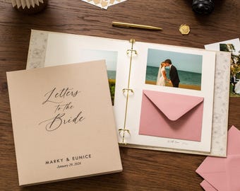 Letters to the Bride Scrapbook Binder - Custom Linen Bachelorette Bridal Shower Linen Guestbook Wedding Keepsake Gift Optional 4x6 Envelopes