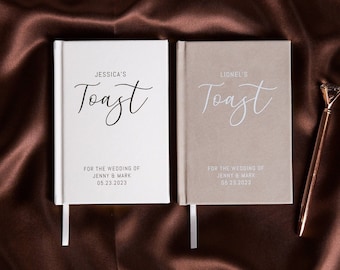 2 Toast Books (Design 4) - Hard Cover Luxury Wedding Reception Speech Booklets Best Man Maid of Honor MOH Sister Mother Father Bride Groom