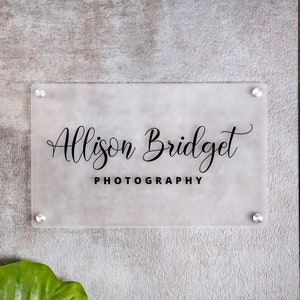 Frosted Acrylic Office Door Sign w/ Metal Stand Offs - Wall sign with Business Logo, Personalized Name Plate for Office Door Sign image 5