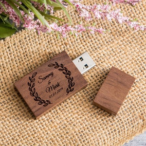 Thick Walnut USB Only - Personalized USB - Custom Video Photo USB Flash Drive, Digital Tech, Corporate Employee Gift for Staffs, Dad Gift