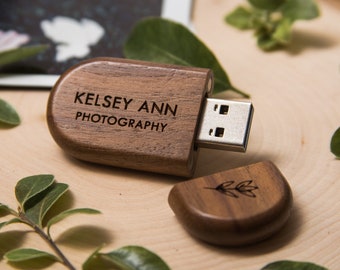 Oval Wood USB Only - Personalized USB - Custom USB Flash Drive, Digital Tech Gift, Special Custom Gift for Her, Gift for Him, Mom Dad Gift