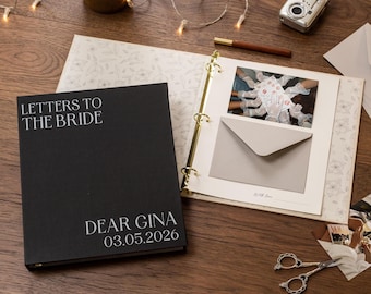 Letters to the Bride Scrapbook Binder (D3) - Bridal Shower Wedding Letters Memory Book, Love Notes, Photo & Envelope Keepsake
