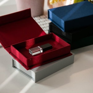 Linen USB Box Only (Ready to Ship) - Modern USB Box, Wedding Video Photography Usb Flash Thumb Drive Storage, Teacher Appreciation Gift