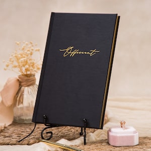 Embossed Officiant Book (Ready to Ship) - Speech Notes, Gold Embossed Hard Cover Wedding Day Officiant Notebook, Gift for Officiant Pastor