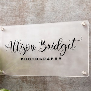 Frosted Acrylic Office Door Sign w/ Metal Stand Offs - Wall sign with Business Logo, Personalized Name Plate for Office Door Sign image 4