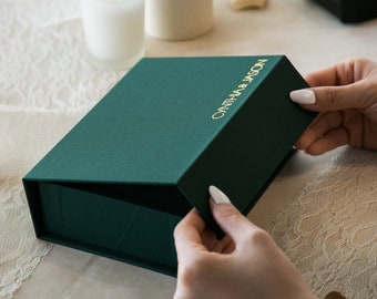 4x6" Embossed Linen Photo Box - Personalized Photo Storage, Wedding Photo Keepsake, Custom Linen Wedding Gift, Photography Print Storage Box