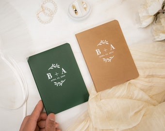 2 Slim Vow Books (Design 6) - Soft Cover Wedding Ceremony Vow Booklets, Luxury Speech Notebook, Couple Engagement Gift for Bride Groom Gift