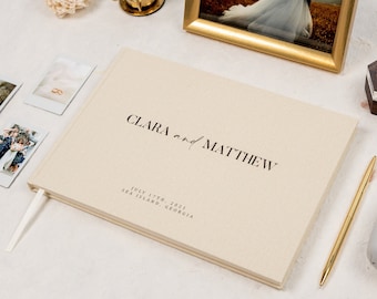 Personalized Guest Book F2 - 11.5 x 8.5  Custom Wedding Guestbook Signing Book, Engagement Party or Bridal Shower Modern Elegant Blank Book