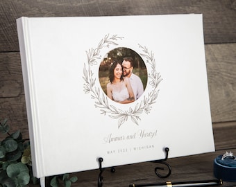 Personalized Photo Cover Wedding Guest Book - 11.5 x 8.5 Custom Wedding Guestbook or Signing Book, Landscape Horizontal Guest Book