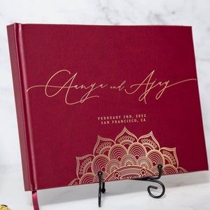 Guest Book with Mandala Design - 11.5 x 8.5 Wedding Reception Guestbook or Signing Book, Engagement Party or Bridal Shower Blank Book
