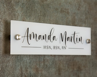 Wall Sign Name Plate - 2 Sizes Personalized Door Office Sign, Executive CEO Sign, New Job Business Decor, Graduation or Promotion Gift