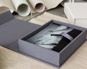 4x6" Linen Photo Box - Boudoir Wedding Engagement Portrait Session Box, Photography Gift Box, Print Storage, Groom Wedding Gift For Him
