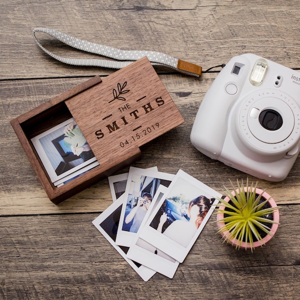 Instax Print Wood Box - Wedding or Party Guest Instax Mini Photo Storage, Travel Film Memory Box, Anniversary Birthday, Mom Dad Gift Ideas