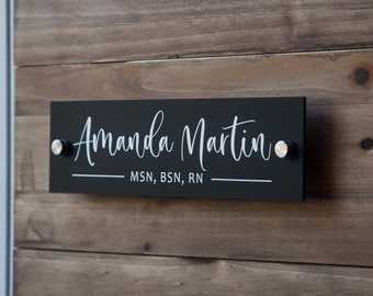 Personalized Wall Sign Name Plate - 2 Sizes Available, Office Executive CEO Sign, New Job Business Decor, Graduation or Promotion Gift