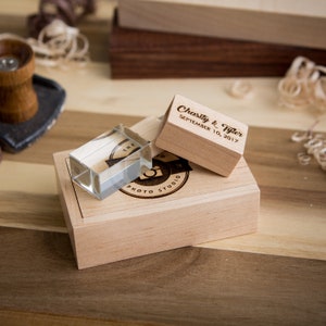 Maple Crystal USB & Box Set - Custom Engraved USB, Wedding Photography Video USB Flash Drive, Corporate Employee  Back to School Gift Ideas
