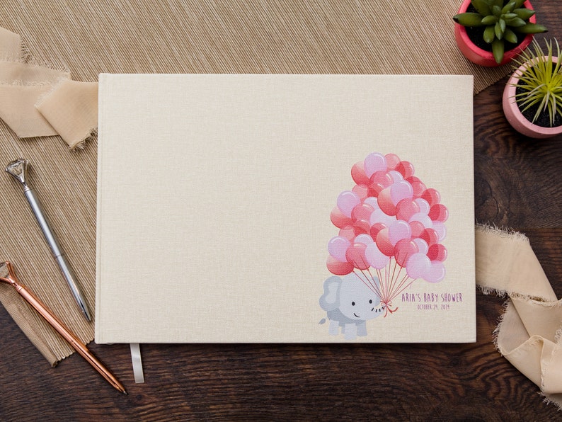 Party /& 1st Birthday Signature Book Baby Shower Guest Book Canvas Linen Baby Girl Birthday Guestbook Custom Memory Book