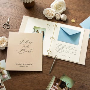 Letters to the Bride Scrapbook Binder - Custom Linen Bachelorette Bridal Shower Linen Guestbook Wedding Keepsake Gift Optional 4x6 Envelopes