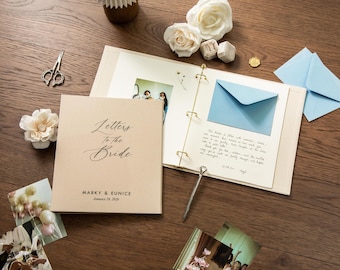 Letters to the Bride Scrapbook Binder - Custom Linen Bachelorette Bridal Shower Linen Guestbook Wedding Keepsake Gift Optional 4x6 Envelopes