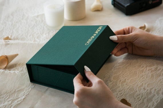 4x6" Embossed Linen Photo Box - Personalized Family Gift Wedding Keepsake Newborn Memory Archival Print Storage Heirloom Album Photogrpahers