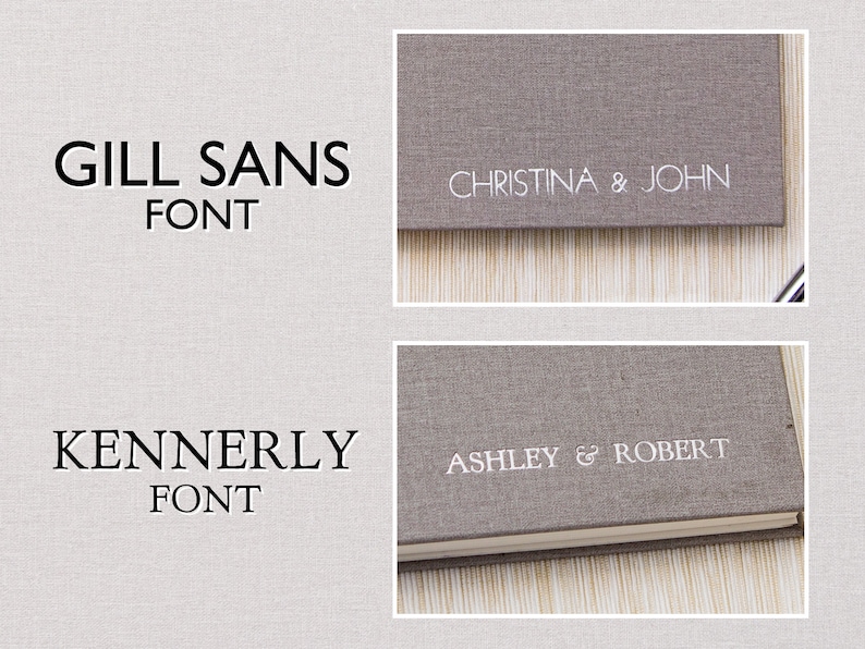 Embossed Gray Canvas Linen Guest Book Custom Foil Sign In Etsy