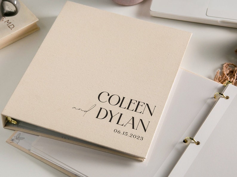 Linen Photo Album Binder & 20 Self Adhesive Sheets Design 8 Wedding Album Scrapbook, Picture Memory Book, DIY Bride, Anniversary Gift image 5