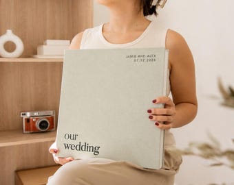 XL Linen Wedding Photo Album - 13x13" Extra Large Traditional Self Stick Adventure Travel Memory Picture Book Scrapbook Anniversary Gift