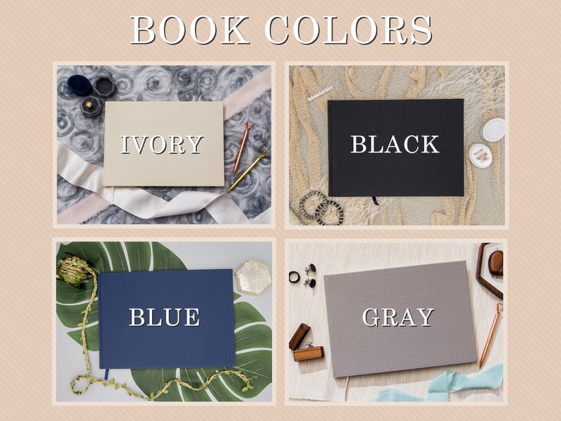 Custom Modern Birthday Event Sign-In Books 11.5 x 8.5 Large Wedding Engagement Party Guest Book Canvas Linen Guest Book