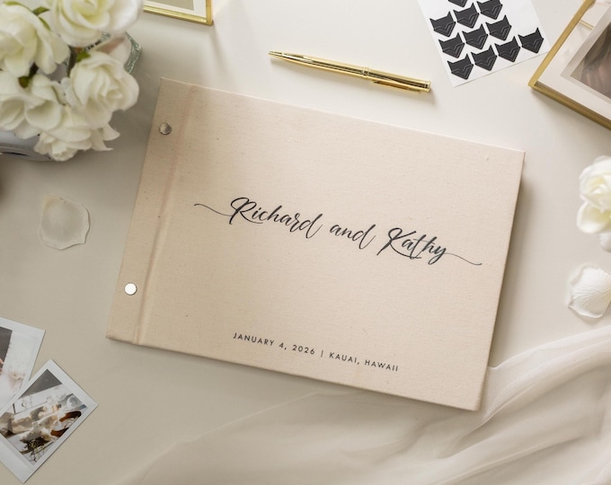 Livro de Assinaturas de Luxo com Fotos (D3) - 11,5 x 8,5 - Faça Você Mesmo - Livro de Assinaturas Personalizado para Casamento com Fotos Instantâneas Instax e Polaroid - Álbum de Recortes para Festa de Recepção