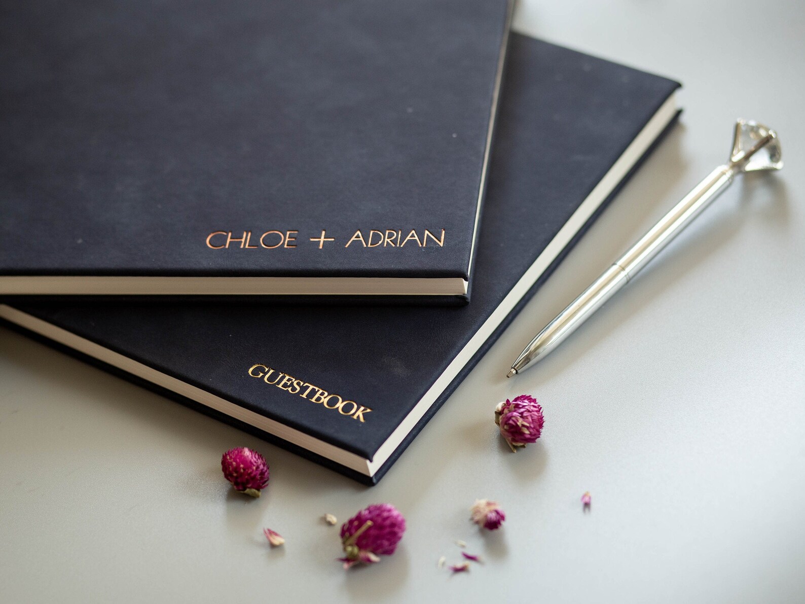 Embossed Guest Book in Navy Shiny Foil Sign in Wedding Etsy