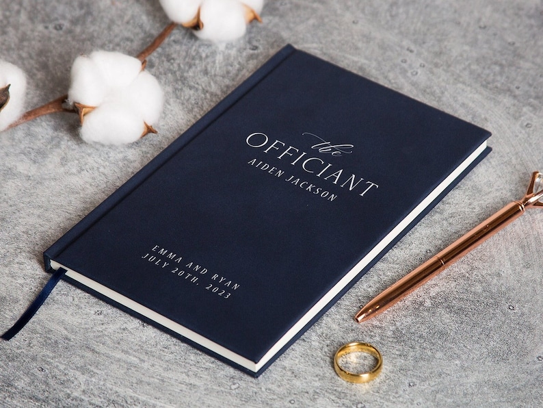 Personalized Officiant Lined Notebook 5.25x8.25 Custom Luxury Hard Cover Note Book for Speech Sermon Toast, Wedding Day Pastor Host Gifts image 2