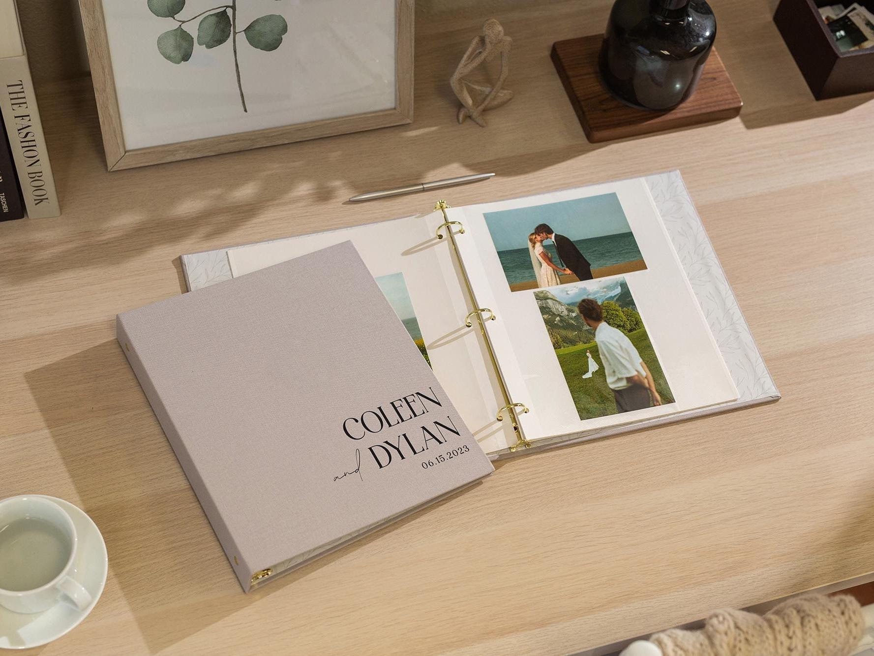 Self Stick Linen Photo Album Binder (Design 8) - Wedding Album Scrapbook, Picture Memory Book, DIY Bride, Anniversary Gift