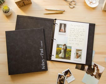 Wedding Photo Album Binder - Personalized Leather or Velvet Photo Album for Bridal Shower Engagement Party Memory Keepsake
