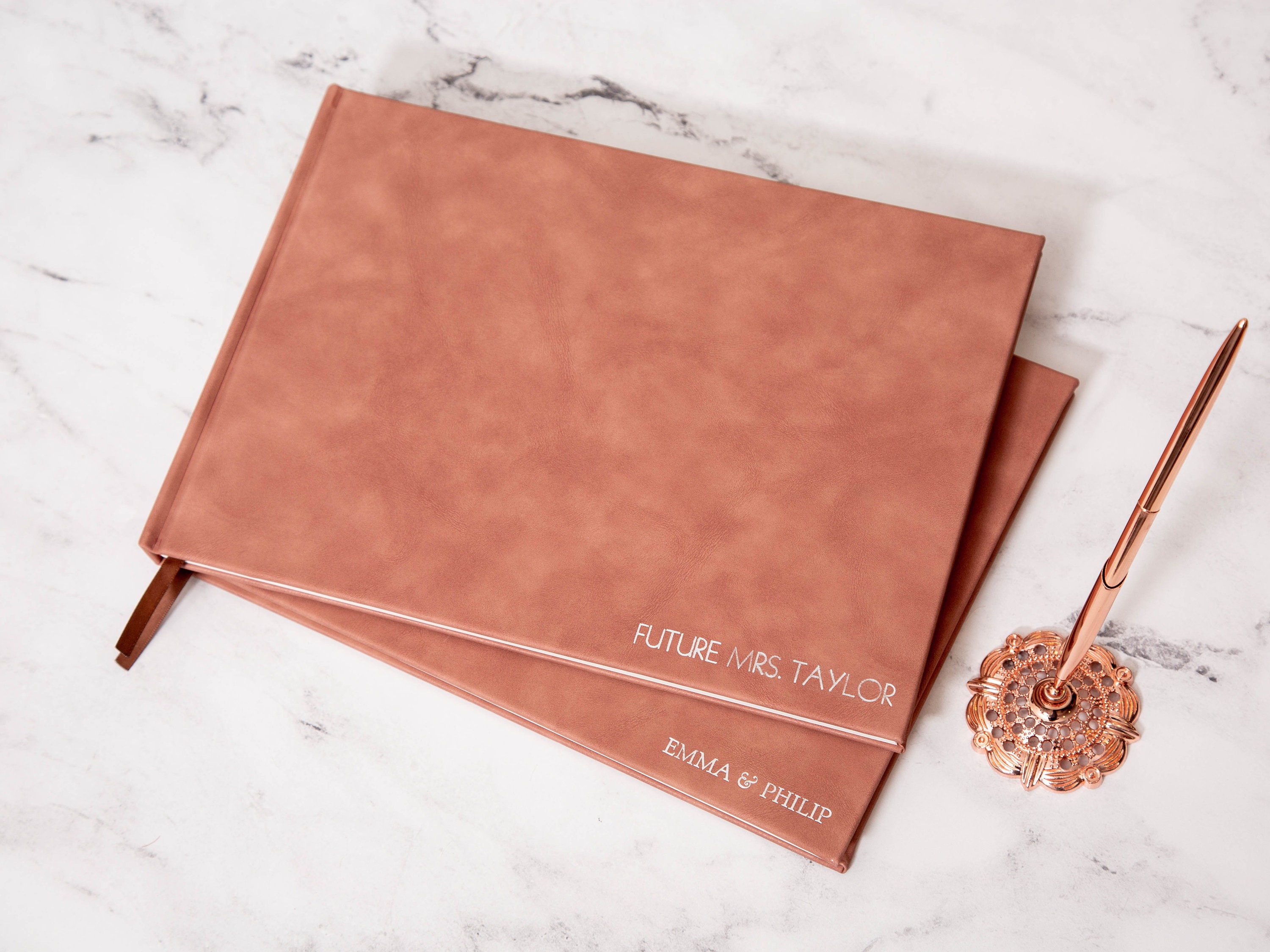 Embossed Guest Book in Old Rose Shiny Foil Sign in Wedding Etsy