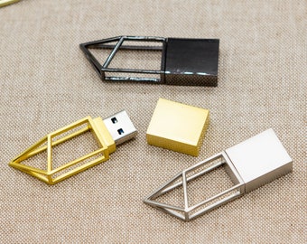 Geometric Metal USB only (Ready to ship) - Thumb Flash Drive for Wedding Photos Videos Memory Keepsake Digital Storage Photographer Gift