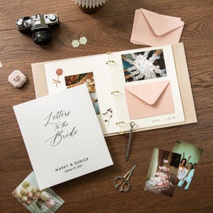 Letters to the Bride Scrapbook Binder - Custom Linen Bachelorette Bridal Shower Linen Guestbook Wedding Keepsake Gift Optional 4x6 Envelopes
