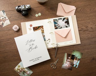 Letters to the Bride Scrapbook Binder - Custom Linen Bachelorette Bridal Shower Linen Guestbook Wedding Keepsake Gift Optional 4x6 Envelopes