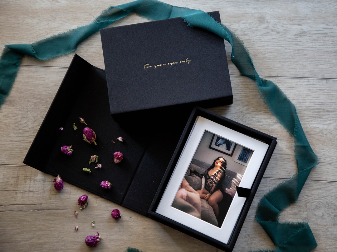 For Your Eyes Only Embossed Linen Photo Box - Linen