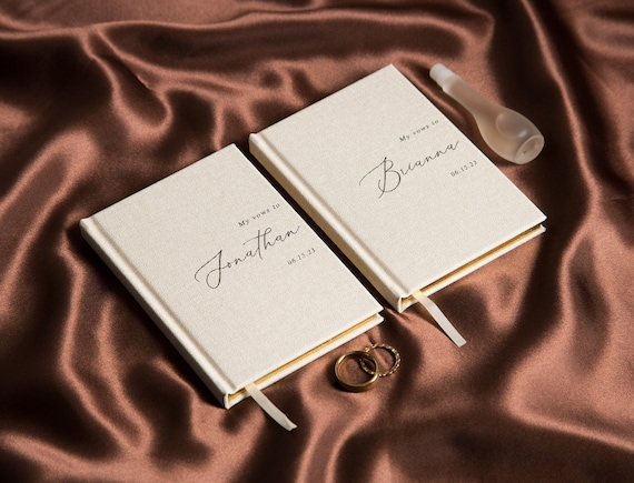 2 Vow Books My Vows To - Hard Cover Wedding Ceremony or Elopement Vow Booklets, Luxury Speech Notebook, Engagement Gift for Bride Groom