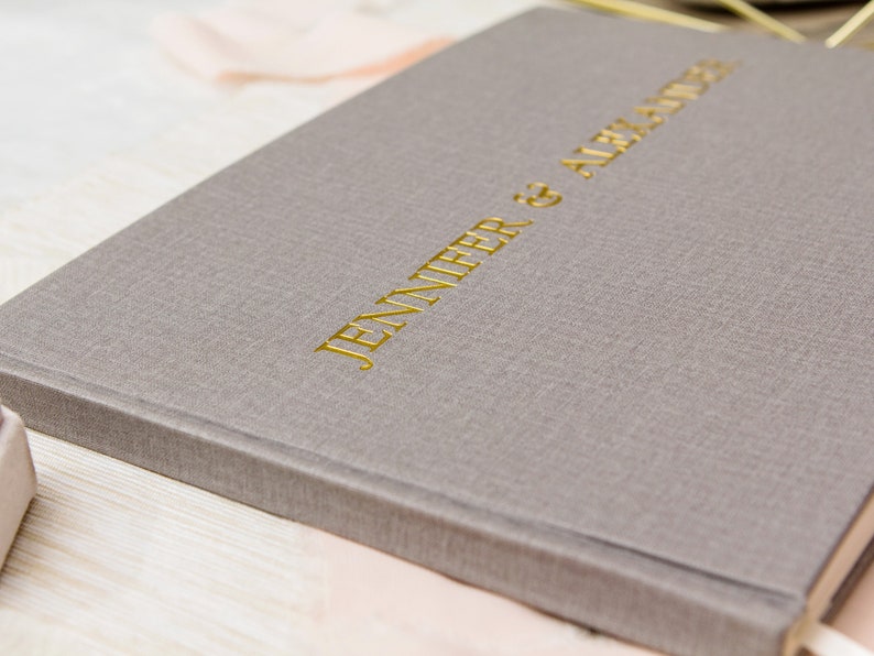 Embossed Gray Canvas Linen Guest Book 11.5x8.5 Large Etsy