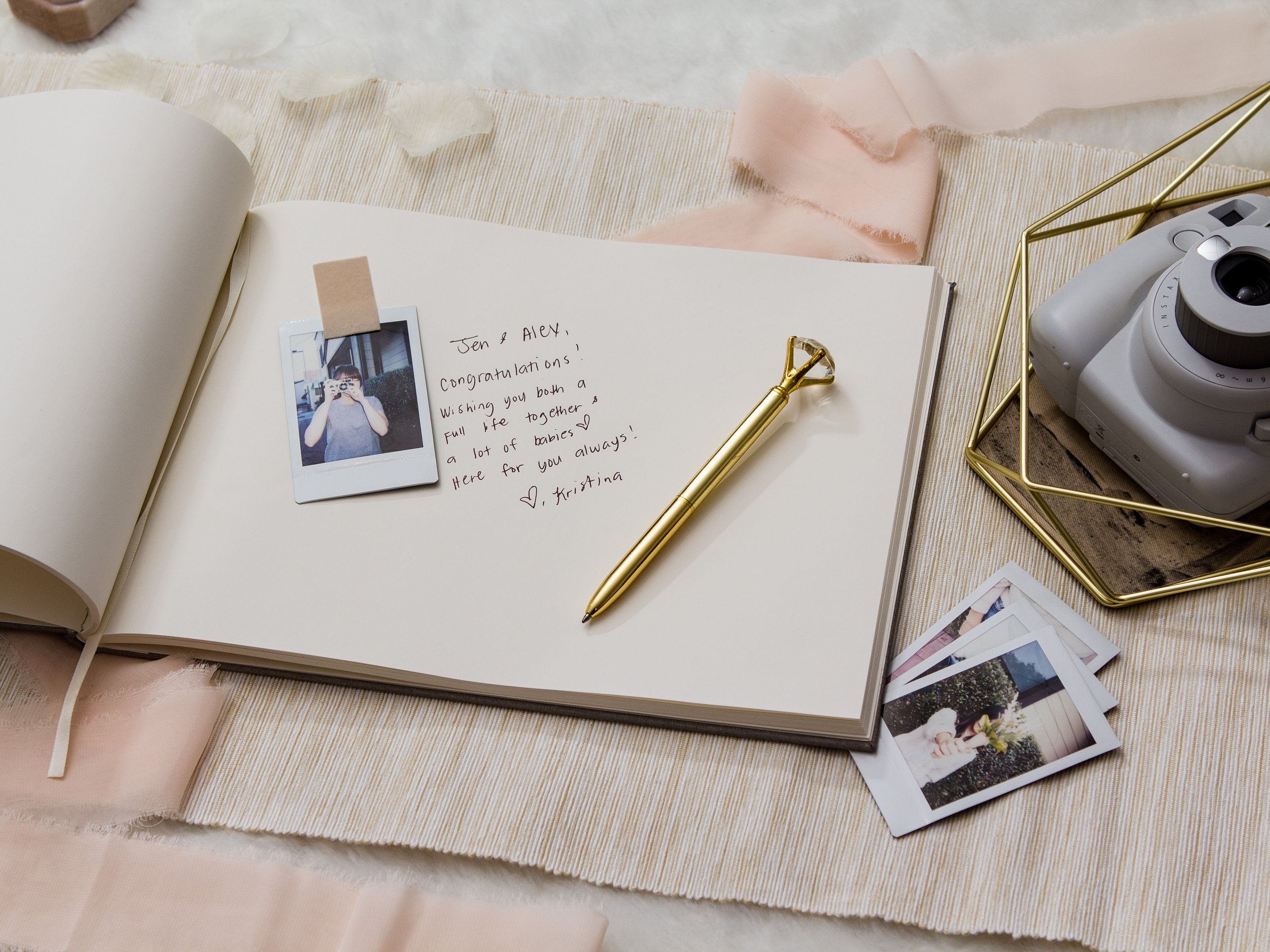 Embossed Canvas Linen Guest Book in Ivory Shiny Foil Sign in Etsy